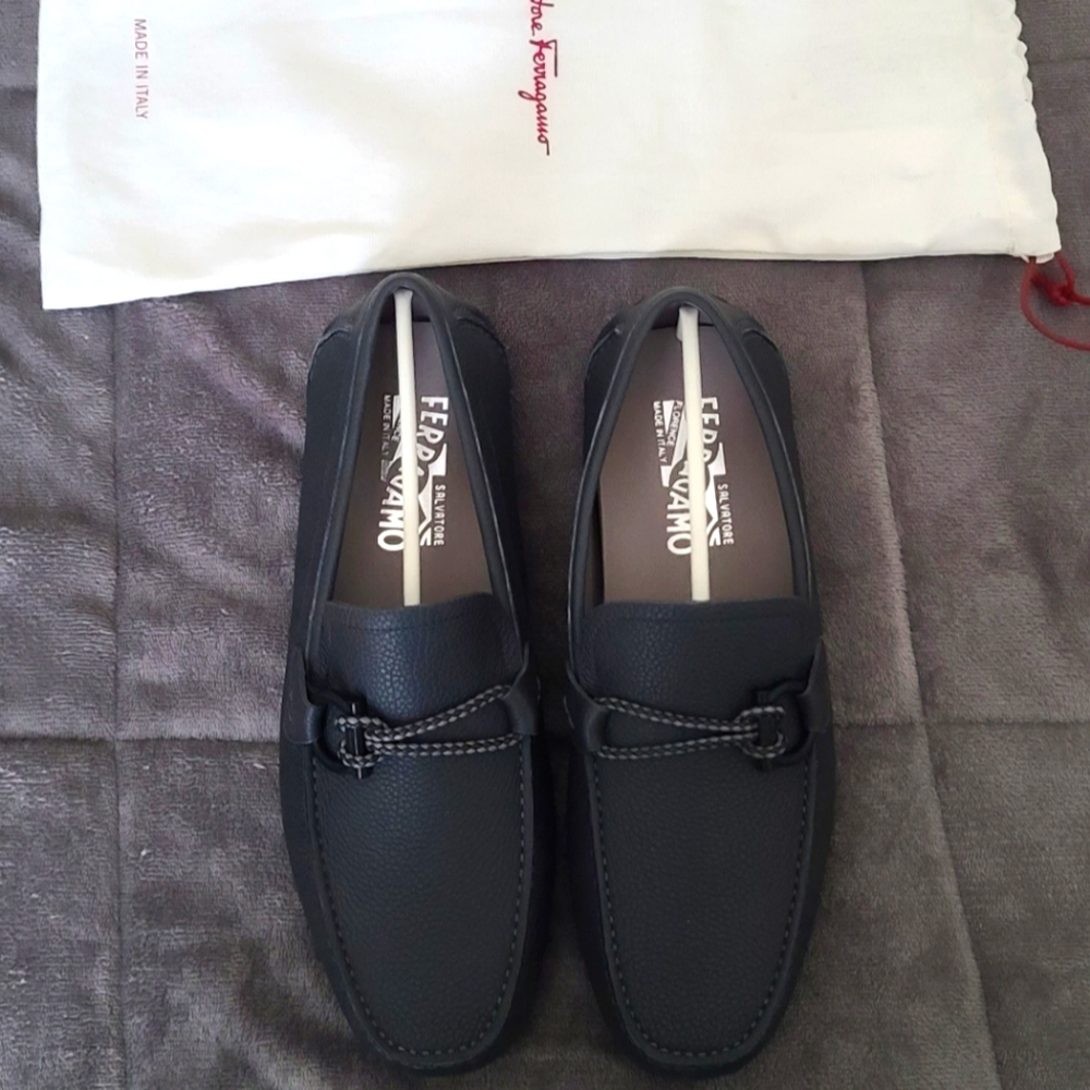 Mocasines Salvatore Ferragamo, Blue Dark 7M 8.5 Mens